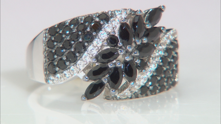 Black Spinel Rhodium Over Sterling Silver Ring 1.73ctw Video Thumbnail