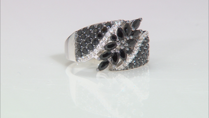 Black Spinel Rhodium Over Sterling Silver Ring 1.73ctw Video Thumbnail