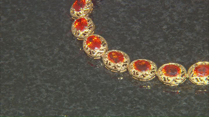 Orange lab created sapphire 18K yellow gold over sterling silver tennis bracelet 16.72ctw Video Thumbnail