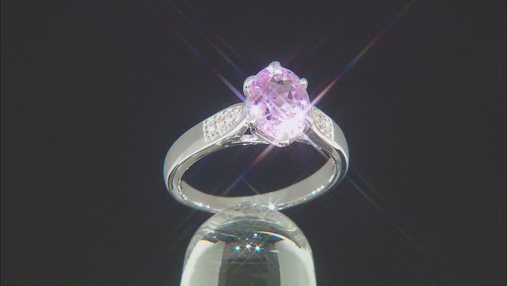 Pink Kunzite Rhodium Over Sterling Silver Ring 2.24ctw