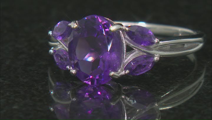 Purple Amethyst Rhodium Over Sterling Silver Ring 2.44ctw Video Thumbnail