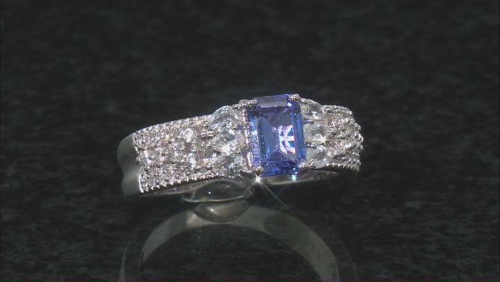 Blue Tanzanite Rhodium Over Sterling Silver Ring 1.47ctw Video Thumbnail