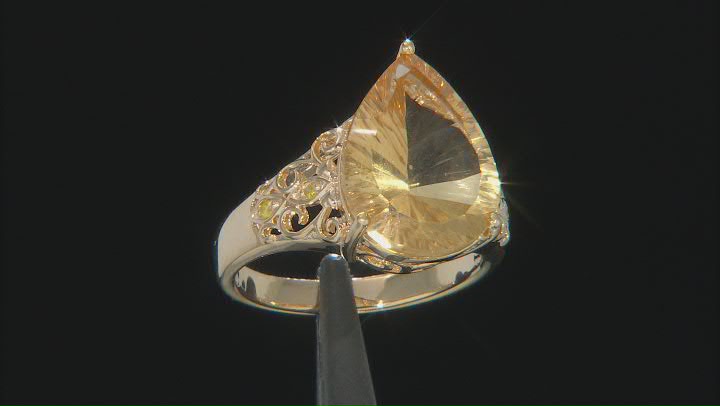 Brown Quantum Cut® Champagne Quartz 18k Yellow Gold Over Sterling Silver Ring 6.68ctw Video Thumbnail