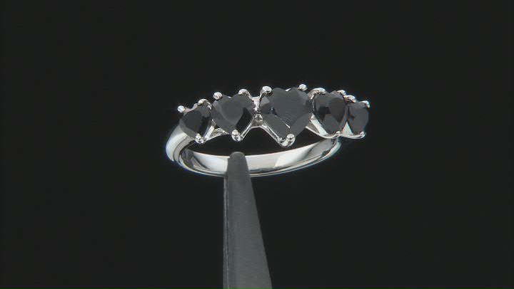 Black Spinel Rhodium Over Sterling Silver 5-Stone Ring 2.25ctw Video Thumbnail