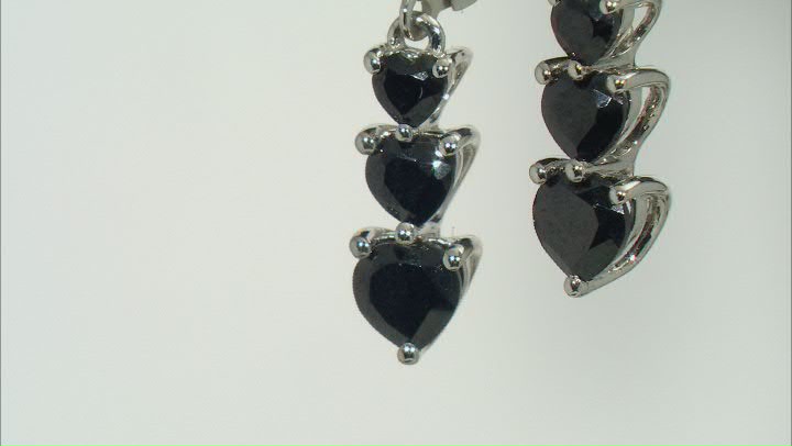 Black Spinel Rhodium Over Sterling Silver 3-Stone Earrings 2.97ctw Video Thumbnail