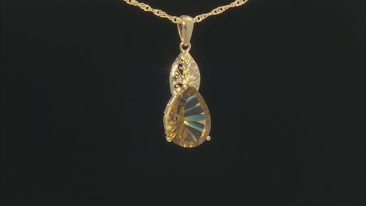 Champagne Quartz 18k Yellow Gold Over Sterling Silver Pendant With Chain 7.77ctw Video Thumbnail