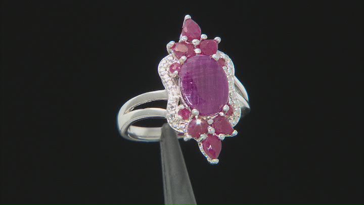 Red Ruby Rhodium Over Sterling Silver Ring 4.57ctw Video Thumbnail