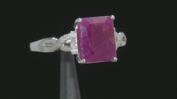 Red Ruby Rhodium Over Sterling Silver Ring 3.73ctw Video Thumbnail