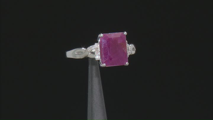 Red Ruby Rhodium Over Sterling Silver Ring 3.73ctw Video Thumbnail