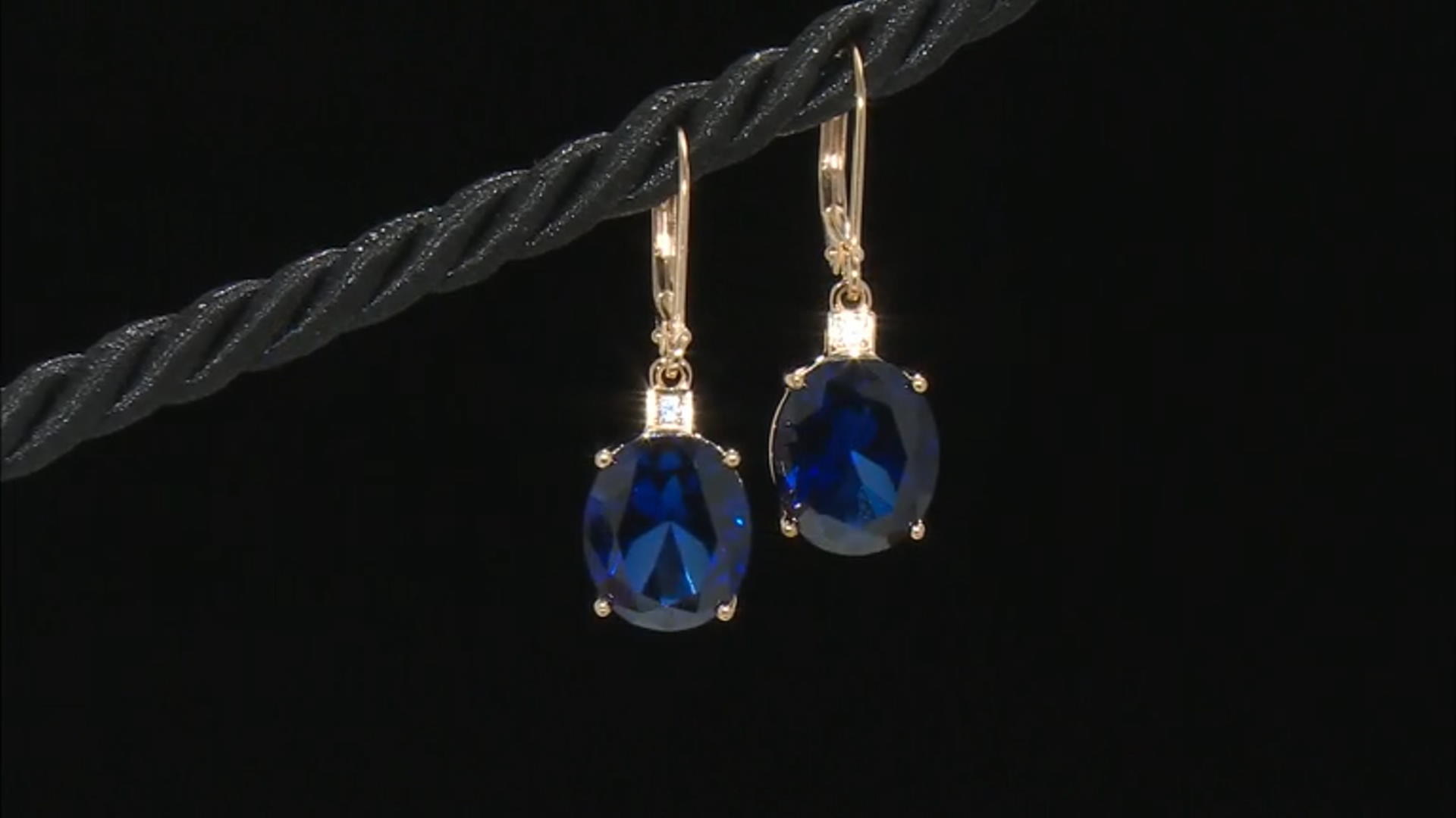 Blue Lab Created Sapphire 18k Yellow Gold Over Sterling Silver Earrings 11.25ctw Video Thumbnail