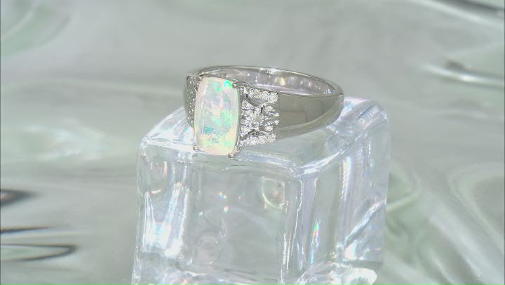 Multi-Color Ethiopian Opal Rhodium Over Sterling Silver Ring 1.22ctw Video Thumbnail