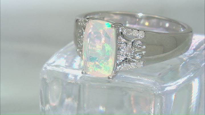 Multi-Color Ethiopian Opal Rhodium Over Sterling Silver Ring 1.22ctw Video Thumbnail