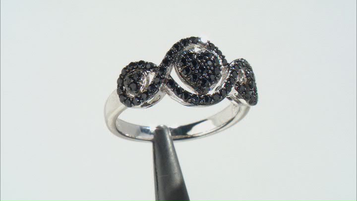 Black Spinel Rhodium Over Sterling Silver Ring 0.64ctw Video Thumbnail