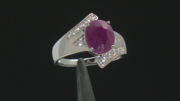Red Ruby Rhodium Over Sterling Silver Ring 3.57ctw Video Thumbnail