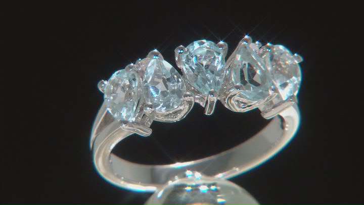 Blue Glacier Topaz Rhodium Over Sterling Silver Ring 2.19ctw Video Thumbnail