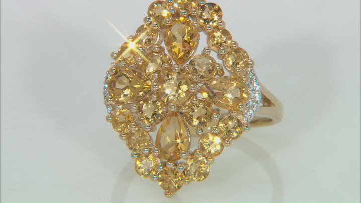 Yellow Citrine 18K Yellow Gold Over Silver Ring 3.43ctw Video Thumbnail