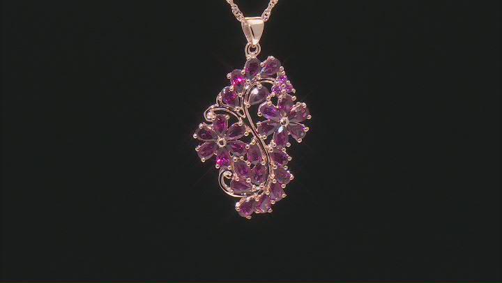 Magenta Rhodolite 18k Rose Gold Over Sterling Silver Pendant With Chain 5.88ctw Video Thumbnail