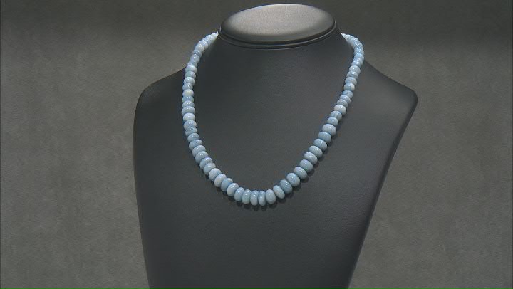 Blue Opal Beaded Rhodium Over Sterling Silver Necklace 6-8mm Video Thumbnail