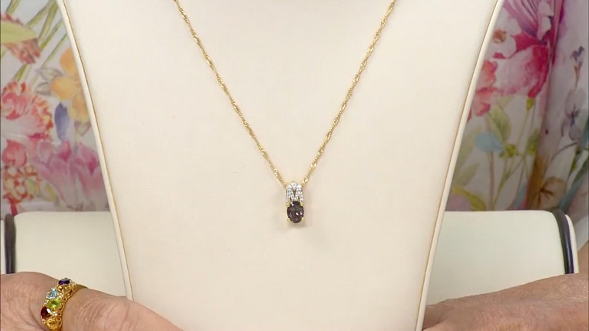 Color Change Lab Created Alexandrite 18K Yellow Gold Over Silver Pendant With Chain 1.39ctw Video Thumbnail