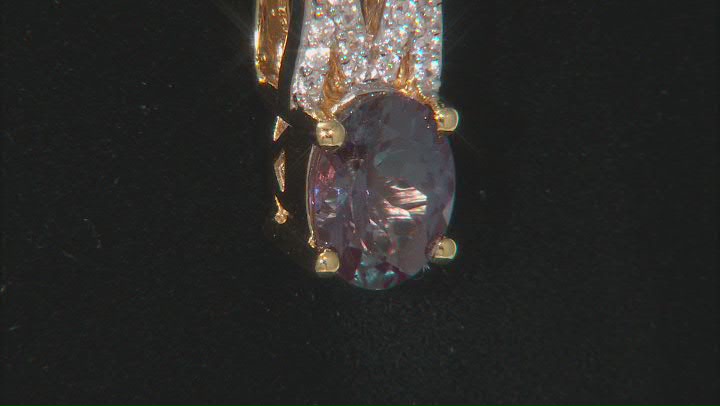 Lab Created Color Change Alexandrite 18K Yellow Gold Over  Silver Pendant With Chain 1.39ctw Video Thumbnail