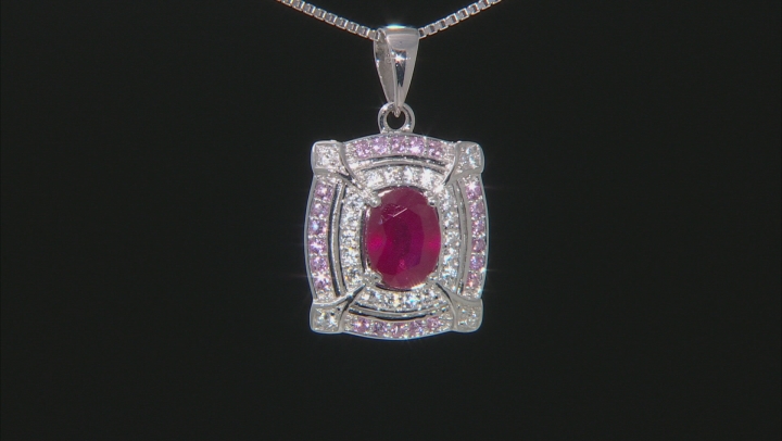 Mahaleo Ruby Sterling Silver Pendant With Chain 1.97ctw Video Thumbnail