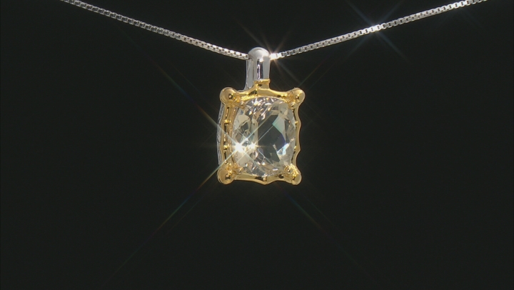 Yellow Labradorite Rhodium Over Sterling Silver Two-Tone Pendant With Chain 5.00ct Video Thumbnail