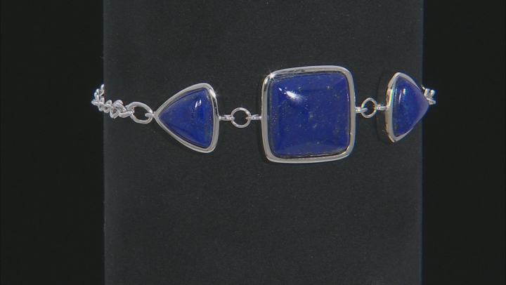 Blue Lapi Lazuli Sterling Silver 3-Stone Bracelet Video Thumbnail