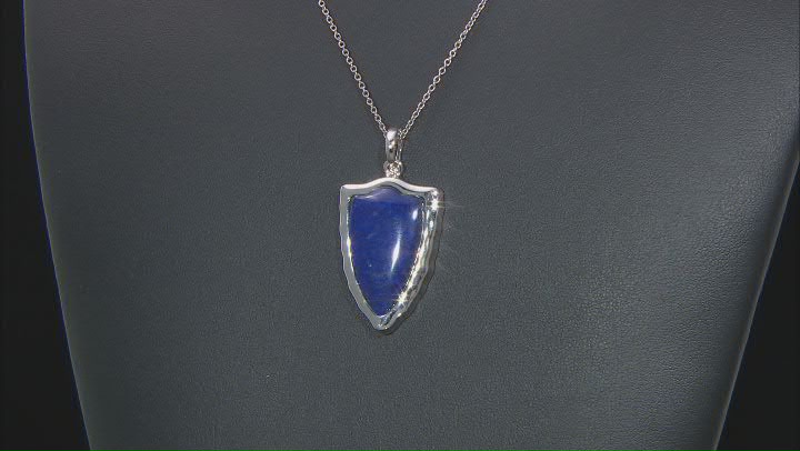 Blue Lapis Lazuli Sterling Silver Mens Solitaire Enhancer And Chain Video Thumbnail