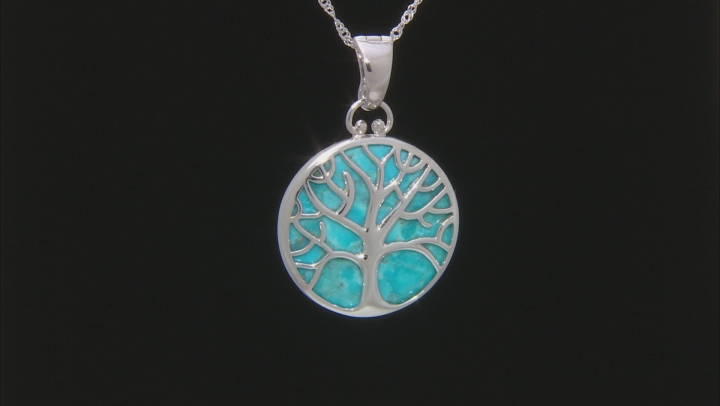 Blue Turquoise Rhodium Over Silver Enhancer With Chain Video Thumbnail