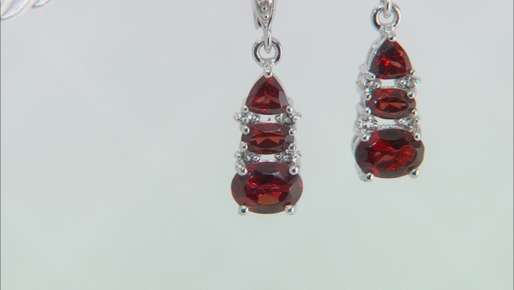 Red Garnet Rhodium Over Sterling Silver Dangle Earrings 3.30ctw Video Thumbnail