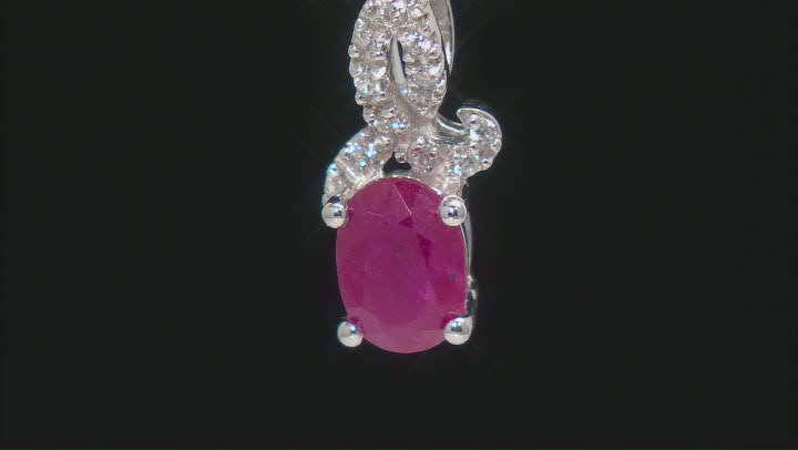 Red Ruby Sterling Silver Pendant With Chain .96ctw Video Thumbnail