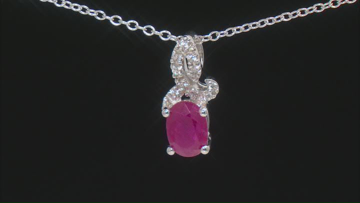 Red Ruby Sterling Silver Pendant With Chain .96ctw Video Thumbnail