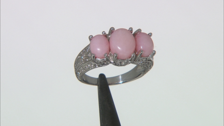 Pink Peruvian Opal Rhodium Over Sterling Silver Ring Video Thumbnail