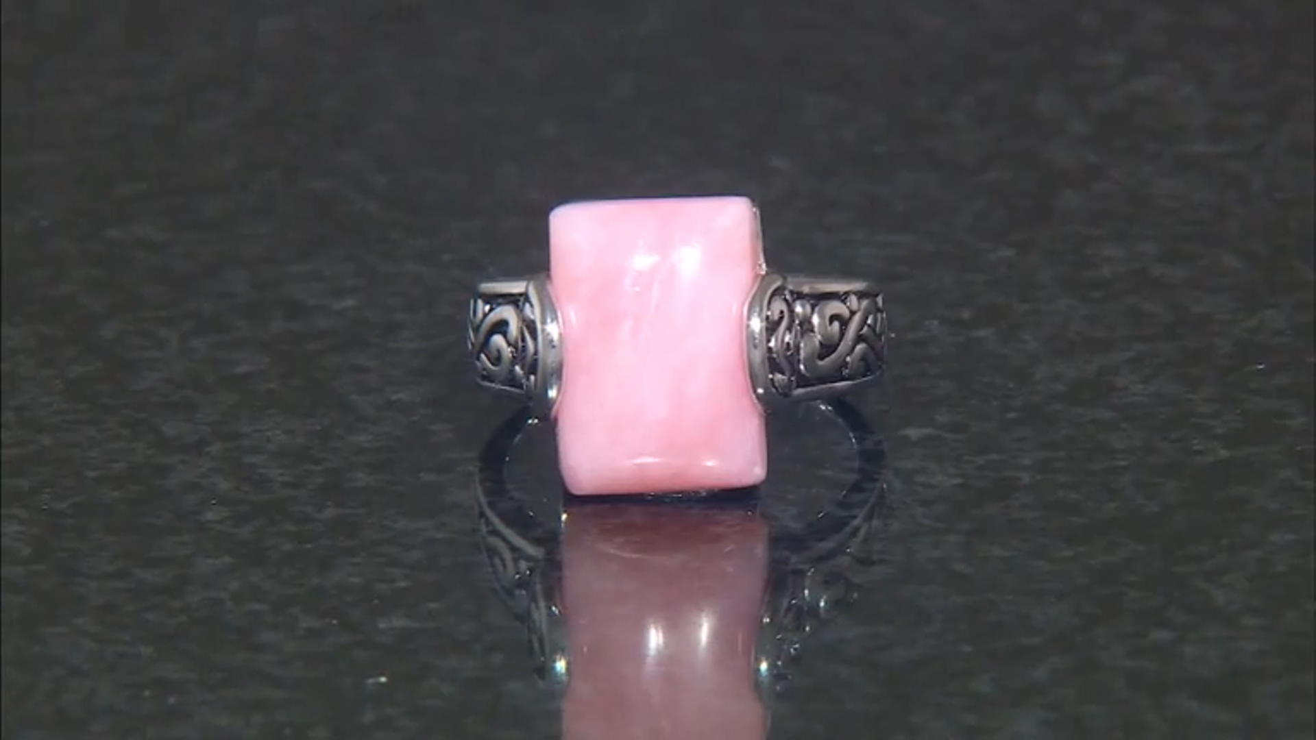 Pink Peruvian Opal Rhodium Over Sterling Silver Solitaire Ring Video Thumbnail