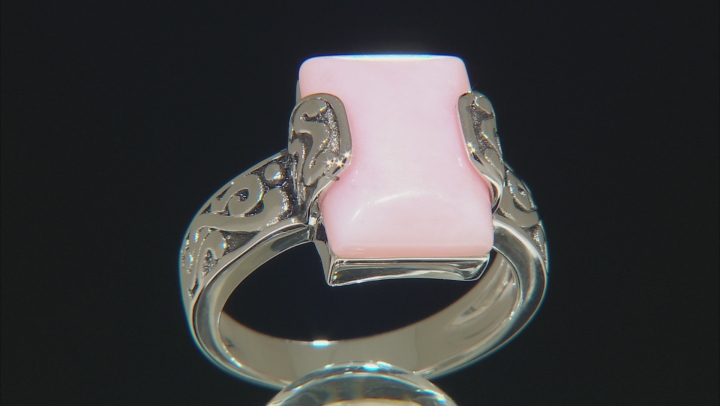 Pink Peruvian Opal Rhodium Over Sterling Silver Solitaire Ring Video Thumbnail