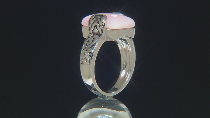 Pink Peruvian Opal Rhodium Over Sterling Silver Solitaire Ring Video Thumbnail