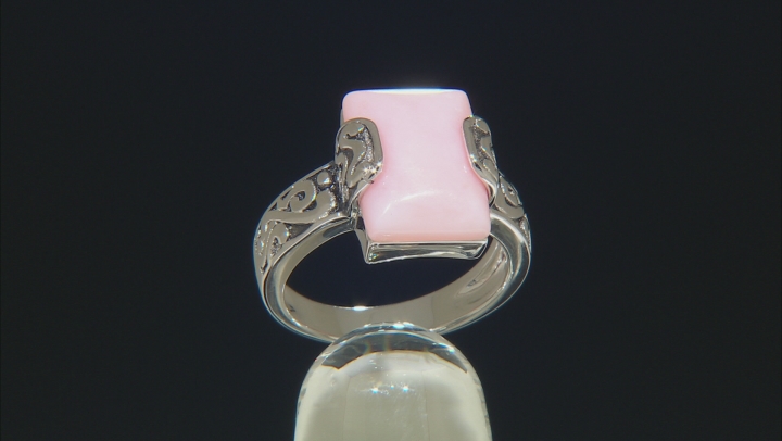 Pink Peruvian Opal Rhodium Over Sterling Silver Solitaire Ring Video Thumbnail