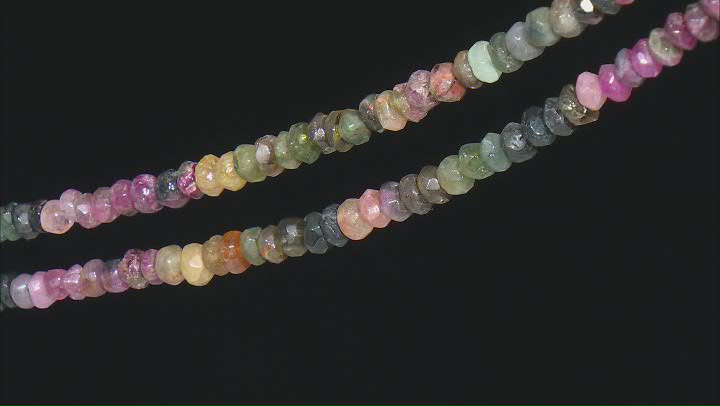 Multi-Color Tourmaline Faceted Rondelle appx 3-4mm Bead Strand Set of 2 appx 18" Video Thumbnail