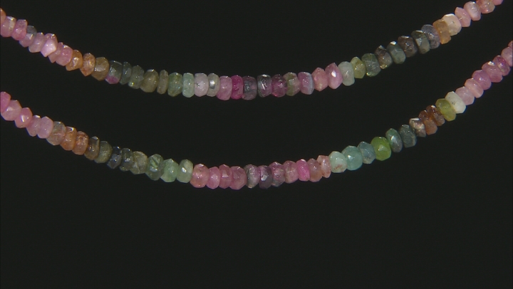 Multi-Color Tourmaline Faceted Rondelle appx 3-4mm Bead Strand Set of 2 appx 18" Video Thumbnail