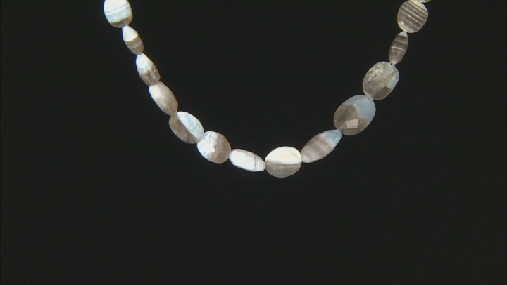 Banded Blue Opal and Gray Chalcedony Graduated Faceted Oval appx 11x8-16x12mm Bead Strand appx 16" Video Thumbnail