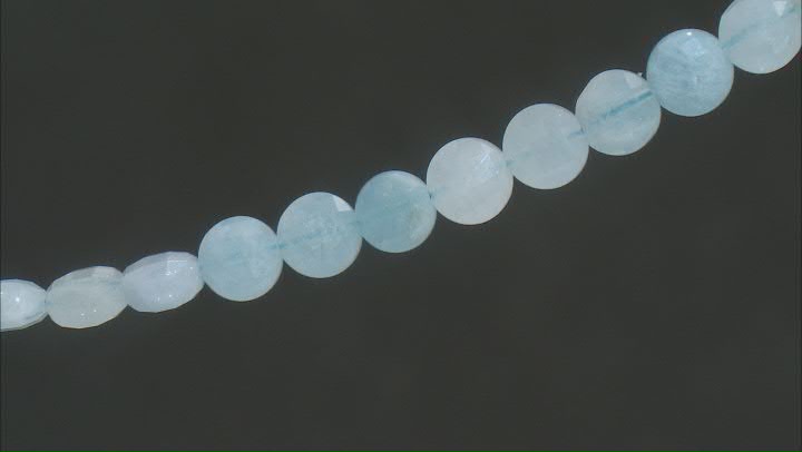 Aquamarine Approximately 6mm Checkerboard Cut Faceted Coin Shape Bead Strand Video Thumbnail