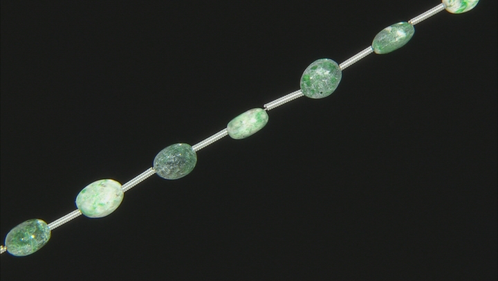 Jadeite in Matrix Oval Bead Stand appx 15-16" in length