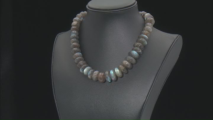 Labradorite Appx 12-20mm Graduated Smooth Rondelle Bead Strand Appx 15-16" in length Video Thumbnail