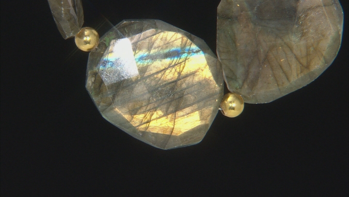 Labradorite Faceted Tumbled Graduated Bead Strand with Round Gold Tone Spacer Beads appx 15-16" Video Thumbnail
