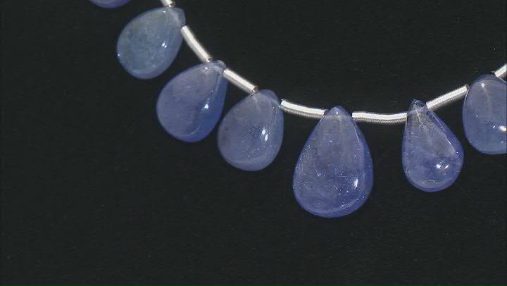 Tanzanite Smooth Graduated Drop Appx 5x7-10x15mm Bead Strand Appx 13-14" in length Appx 65-70 CTW Video Thumbnail