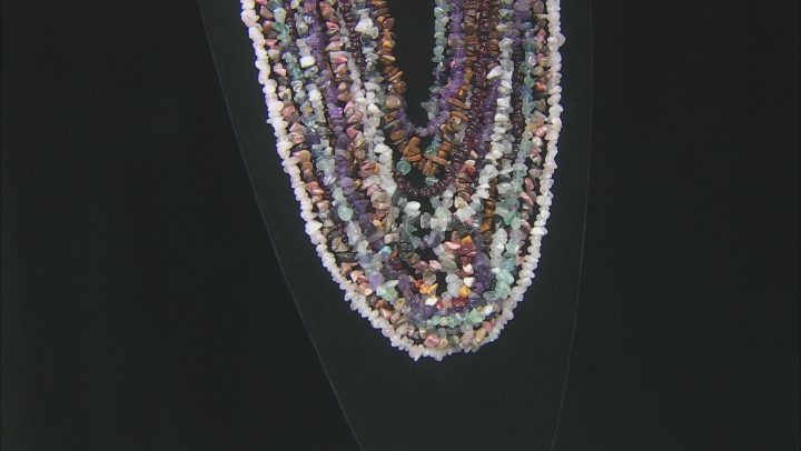 Multi-Gemstone Chip Strand Set of 15 Appx 32-34" in length Video Thumbnail