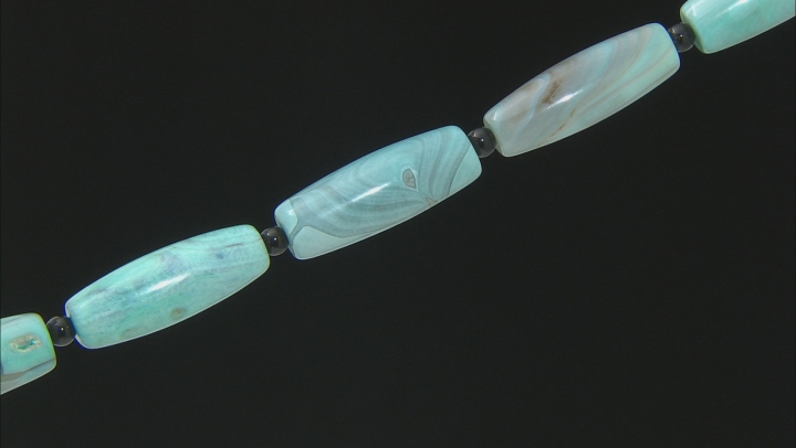 Blue Agate Appx 40x13mm Rice Shape Large Hole Bead Strand Appx 14-15" in Length Video Thumbnail