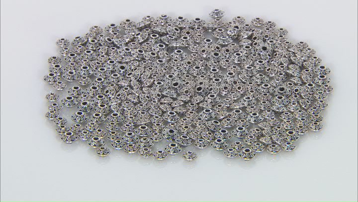 Metal Rondelle Beads in 2 Sizes in Antique Silver Tone Set of 300 Pieces Total Video Thumbnail