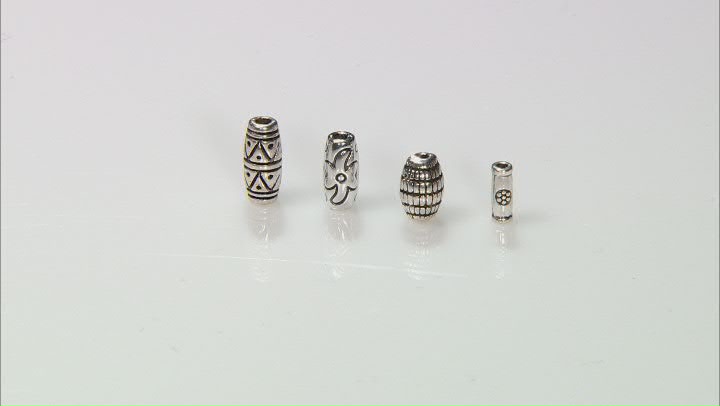Metal Beads in 4 Styles in Antique Silver Tone Set of 300 Pieces Total Video Thumbnail