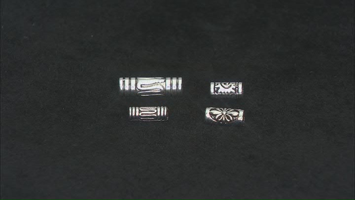 Metal Beads in 4 Tube Shape Styles in Antique Silver Tone Set of 330 Pieces Total Video Thumbnail